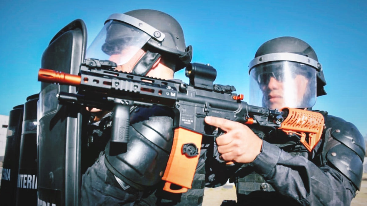 Officers with Byrna launcher